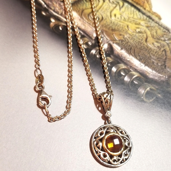 Charles Krypell 18kt 925 Diamond Citrine Necklace - Picture 8 of 8